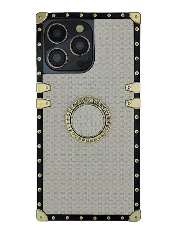 beige tweed square iphone case