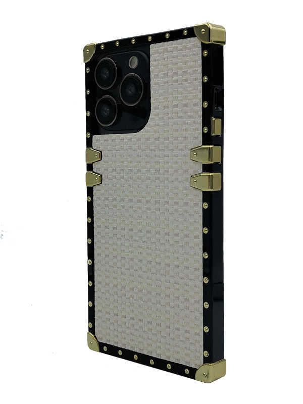 Tweed Fabric iPhone Case with RIng - Beige
