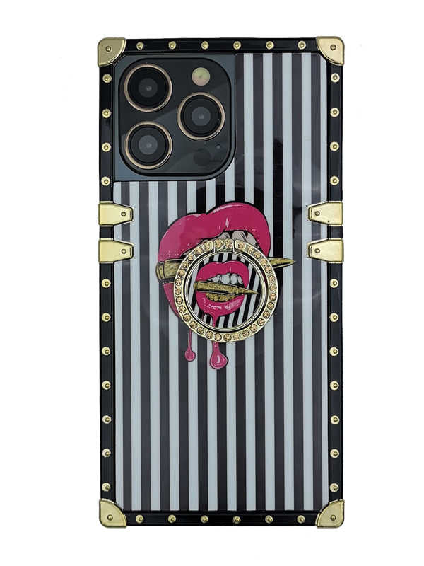 Red Lips Bite Bullet iPhone Case with Ring