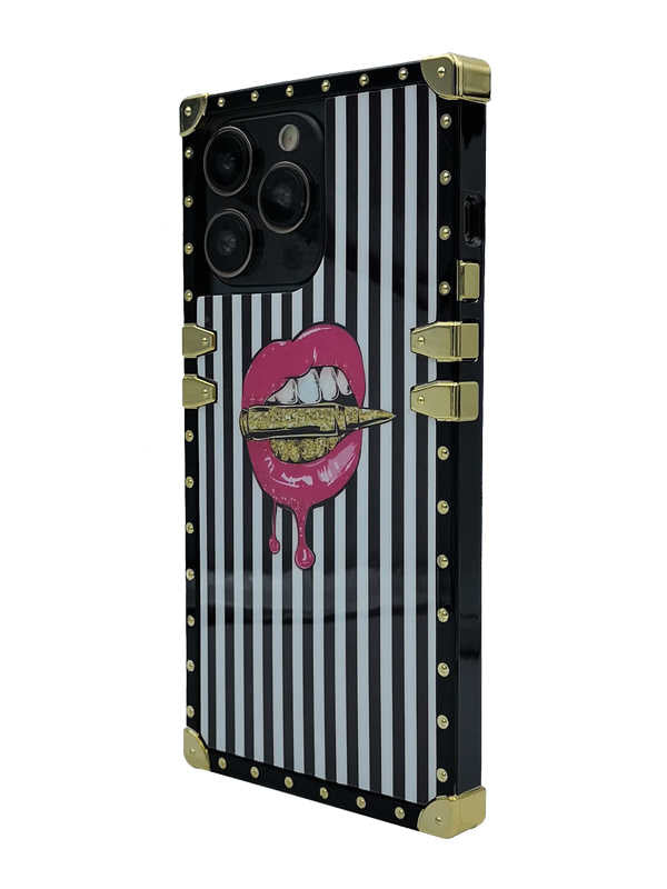 Red Lips Bite Bullet Square iPhone Case