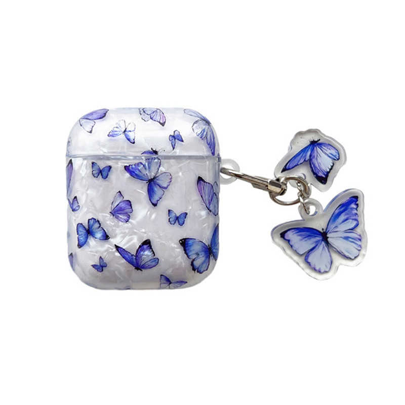 Opal Shell Blue Butterfly AirPods 1 & 2 Case