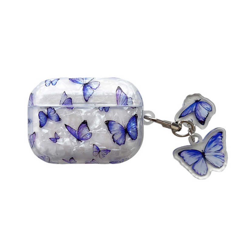 Opal Shell Blue Butterfly AirPods Pro Case