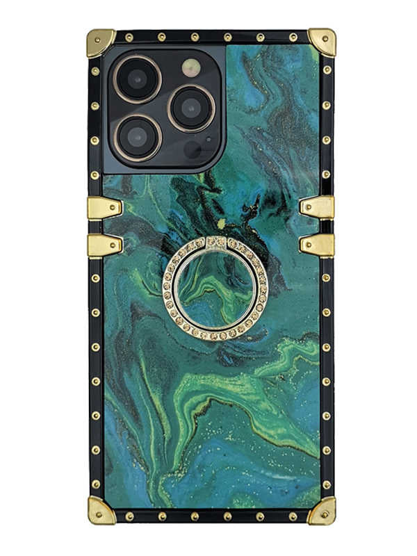 emerald marble square iphone case
