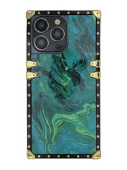 green marle square iphone case