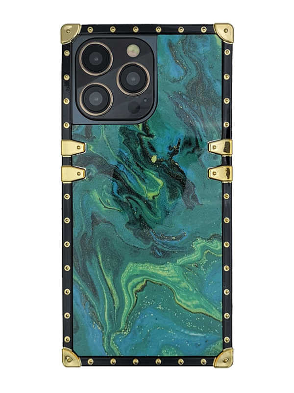 green marle square iphone case