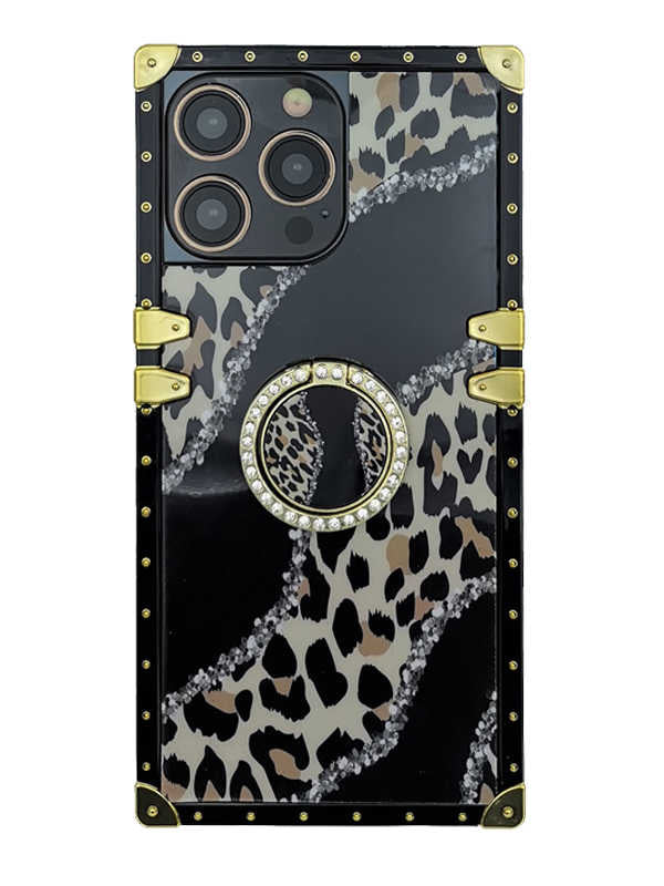 cracked leopard square iphone case