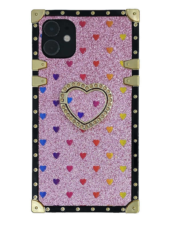 fuchsia glitter square iphone case