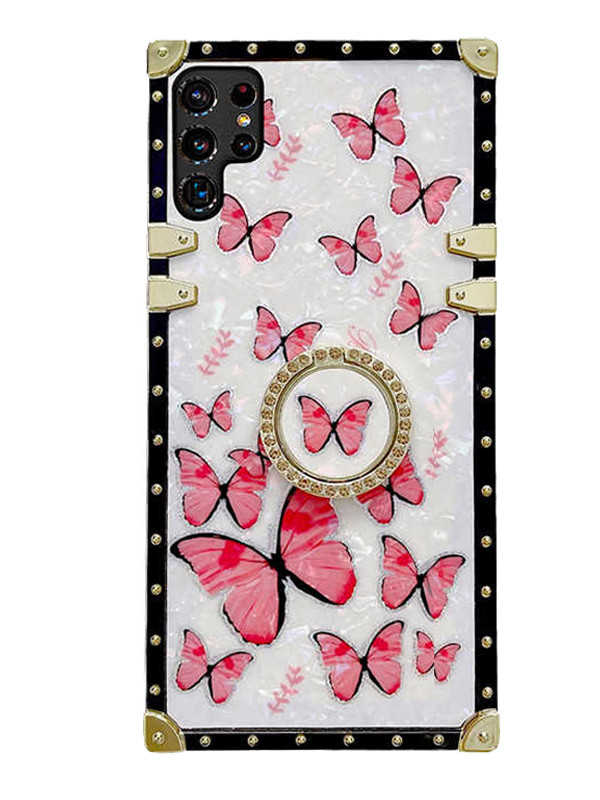 Opal Shell Butterfly Pattern Samsung Phone Case with Ring
