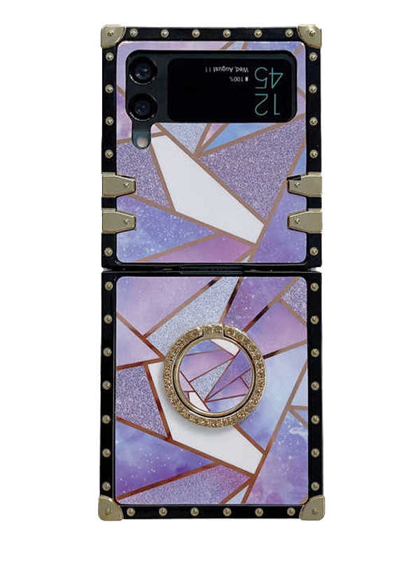 geometric marble samsung z flip 4 case