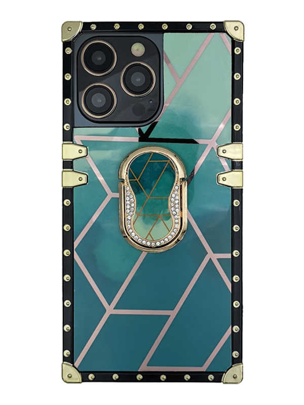geo green tie dye square iphone case