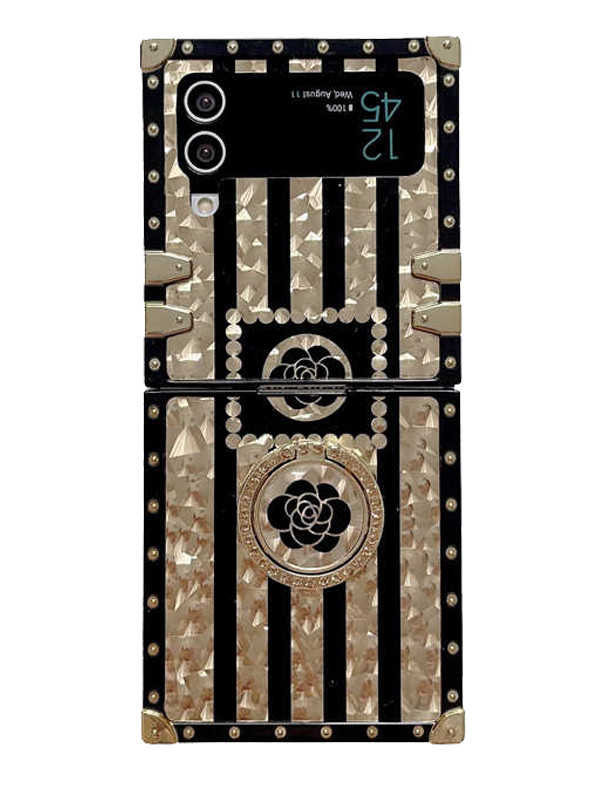 gold flaked floral z flip 4 case
