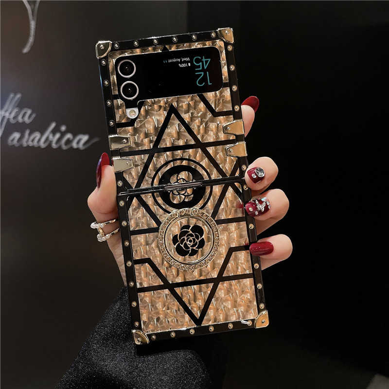 geometric gold flakes z flip 4 case