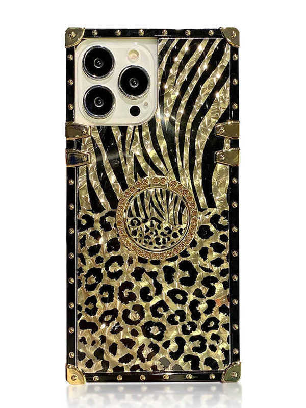 gold leopard square iphone case