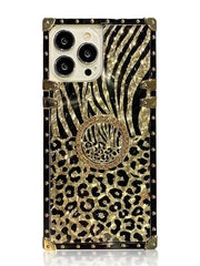 gold leopard square iphone case
