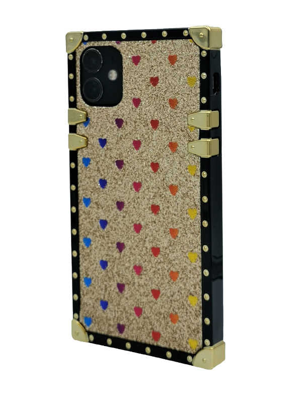 Gold Glitter Love Square iPhone Case