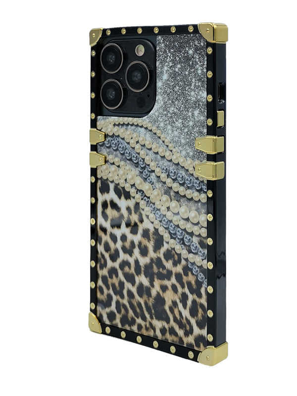 Gold Starry Sky x Leopard Square iPhone Case