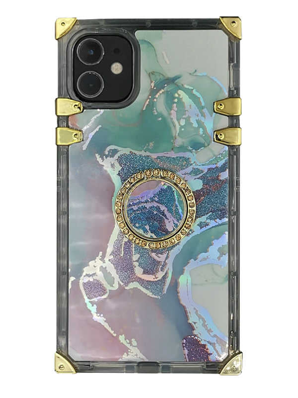green tie dye square iphone case
