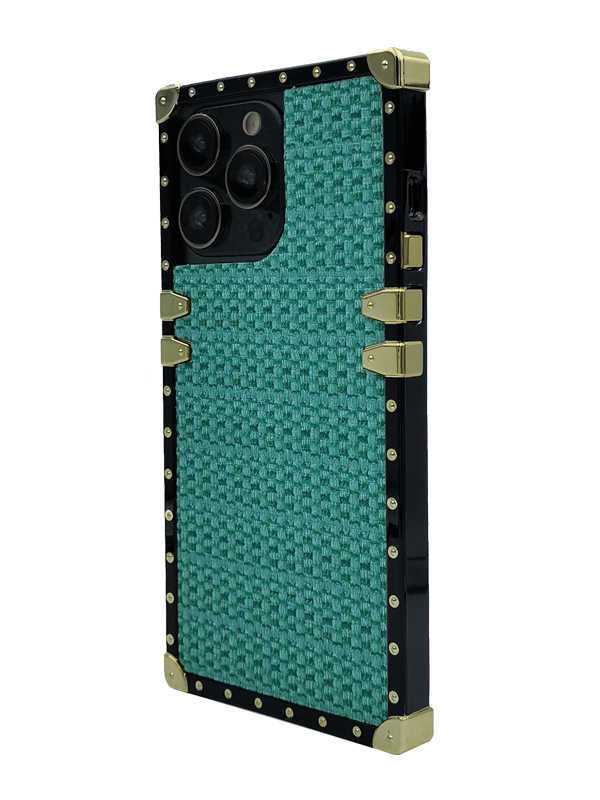 Green Tweed Fabric Square iPhone Case