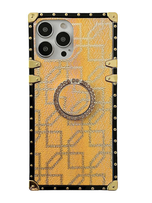 yellow geo square iphone case