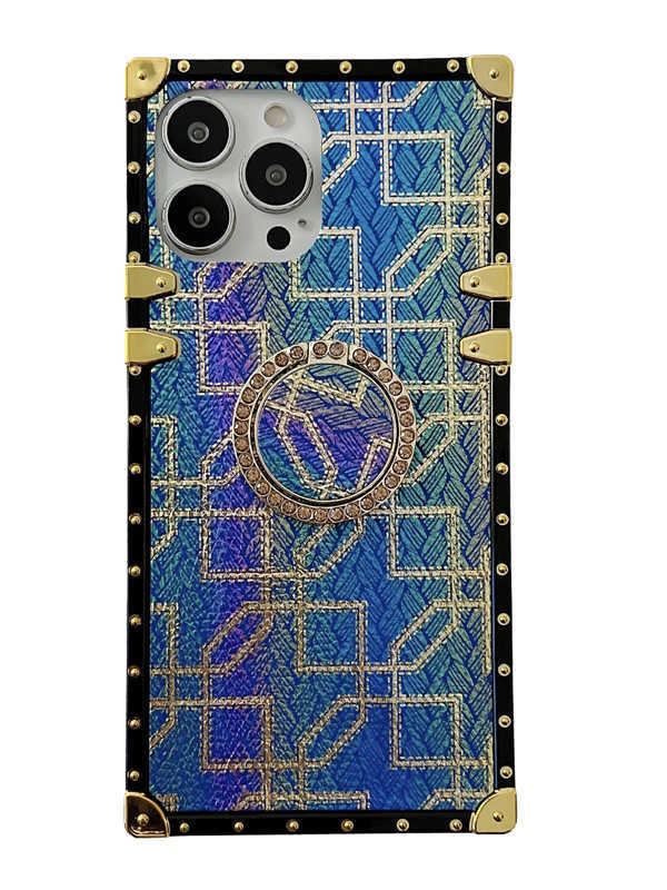 blue geo square iphone case