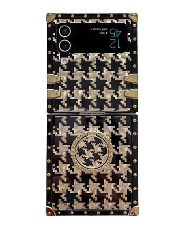 gold flakes houndstooth z flip cases