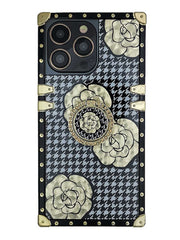 floral houndstooth square iphone case