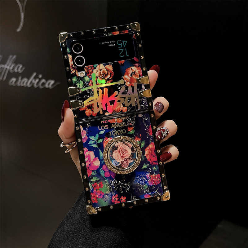 laser floral z flip 4 square case