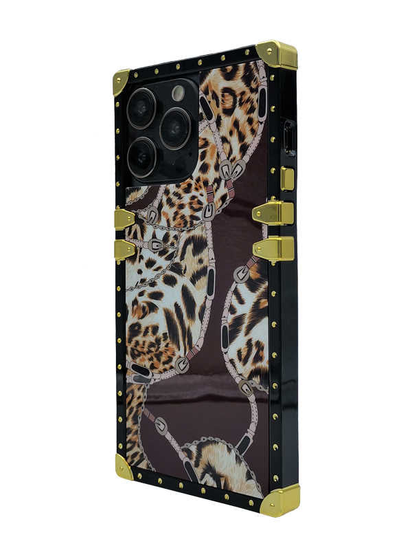 Leopard Mix Dark Burgundy Square iPhone Case