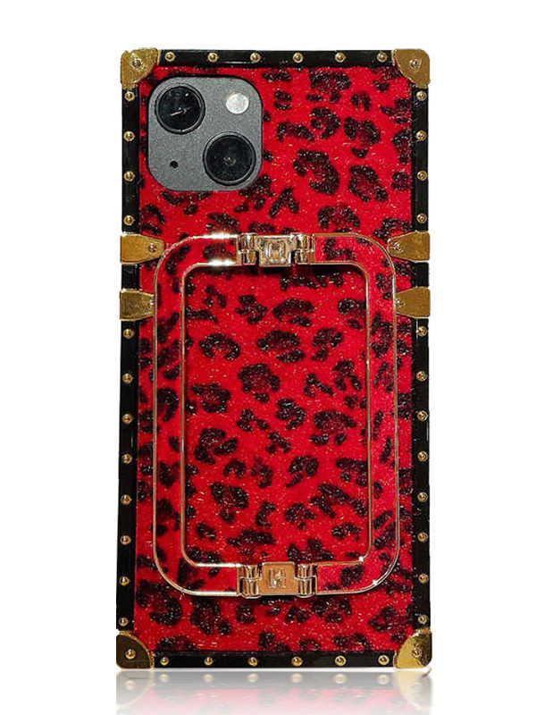 red leopard square iphone case