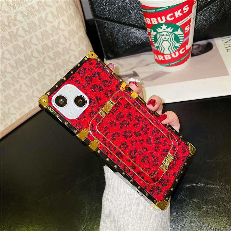 Leopard Square iPhone Case with Foldable Kickstand