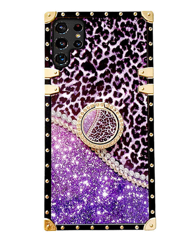 Purple & Gold Leopard x Starry Galaxy S22 Ultra Case