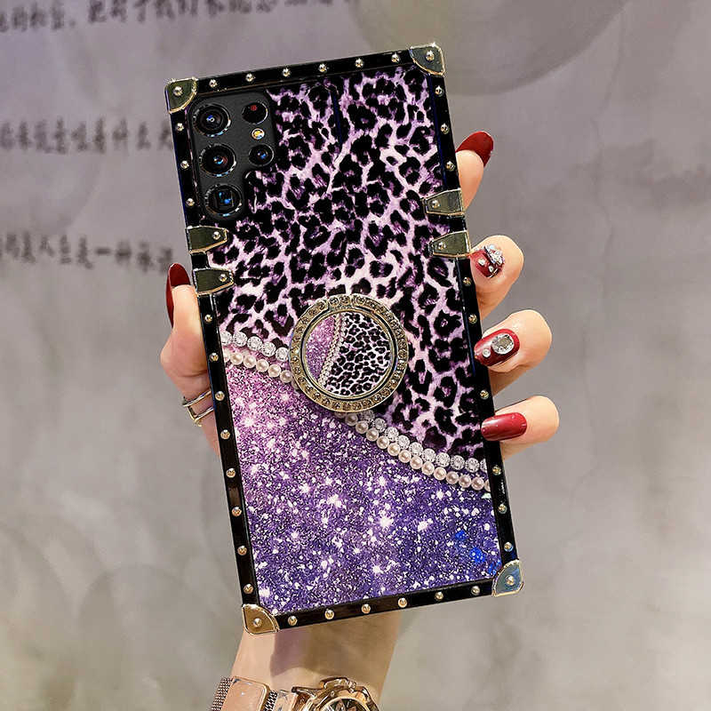 Purple & Gold Leopard x Starry Galaxy S22 Ultra Case