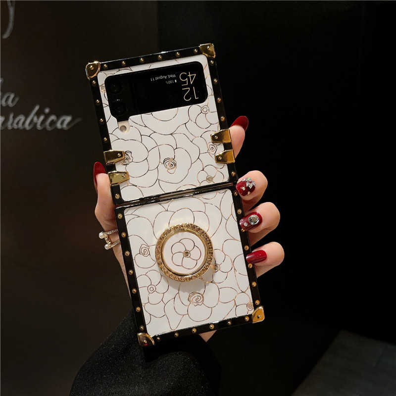 white floral galaxy z flip case