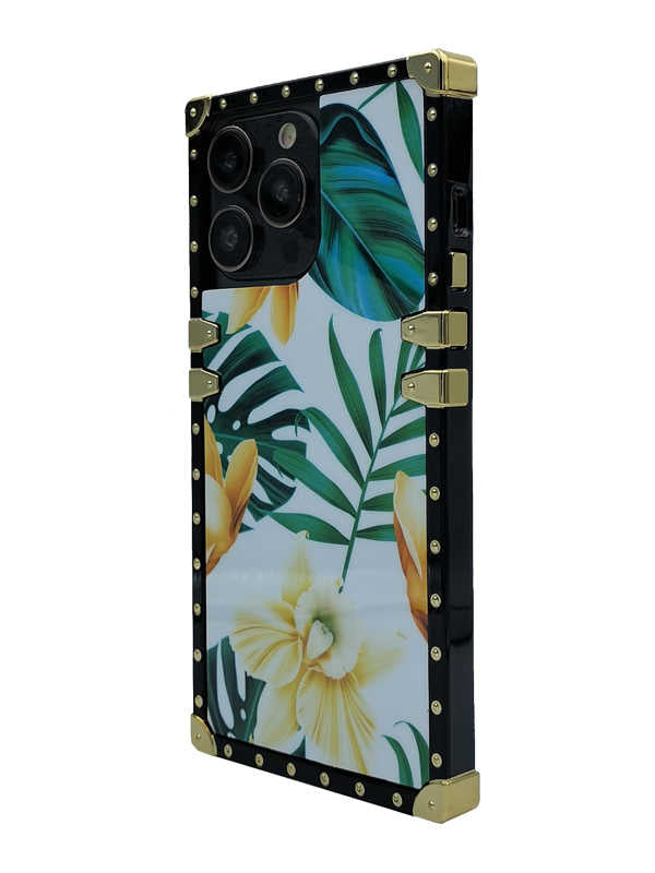 Green Palm Leaves Square iPhone Case