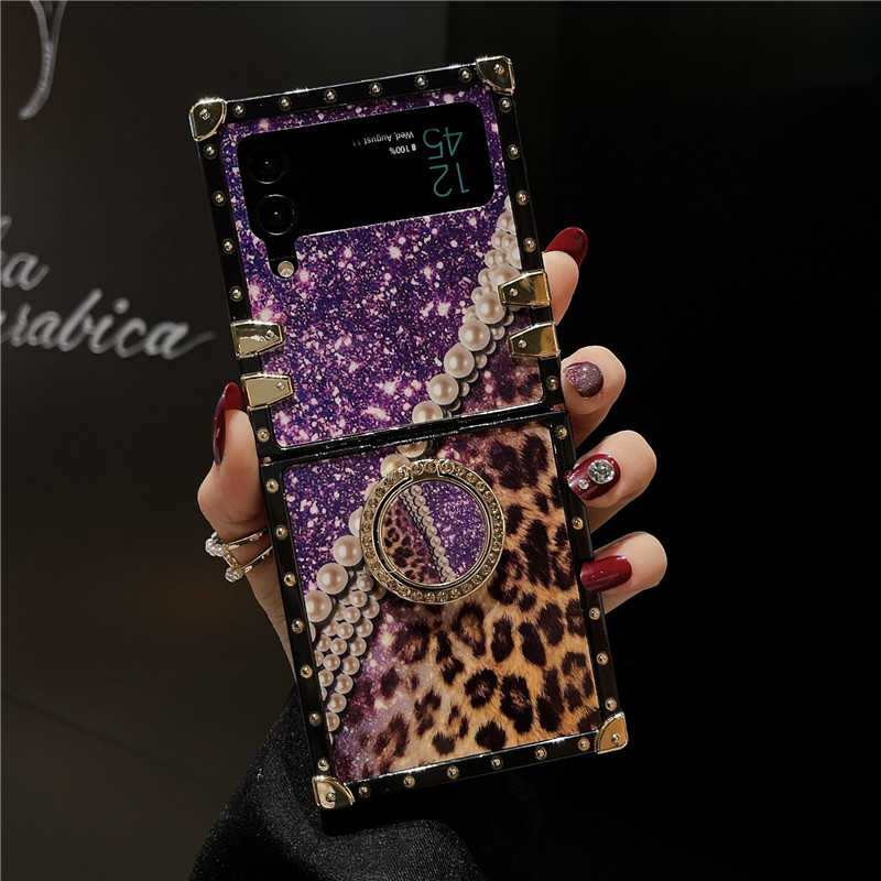 starry leopard z flip phone case