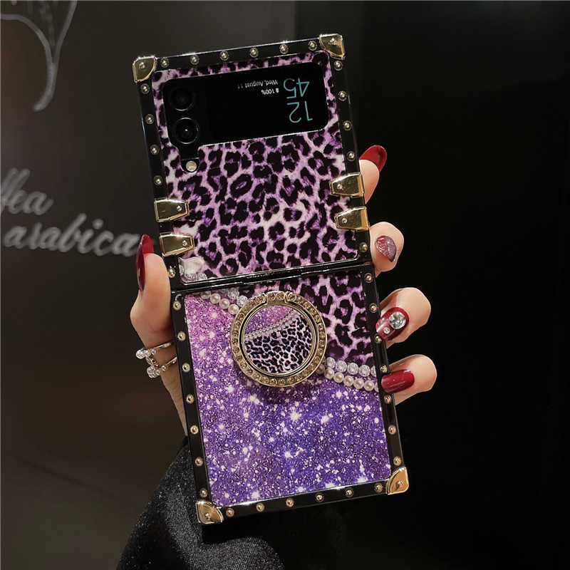 purple leopard samsung z flip case