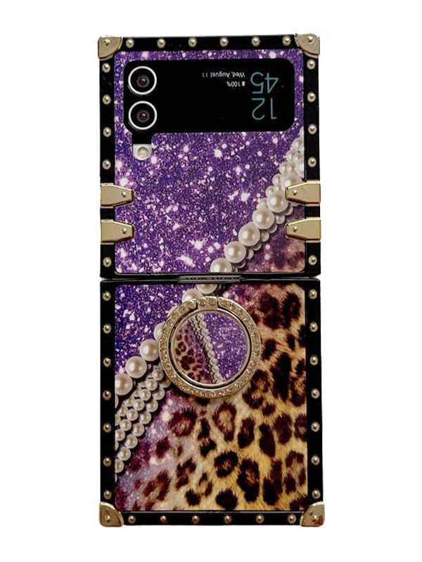 glossy leopard galaxy z flip 4 cases