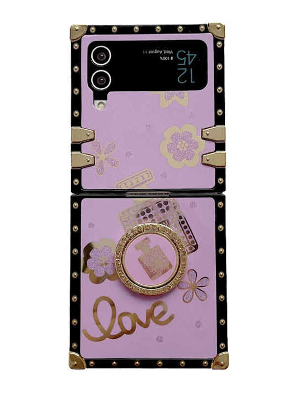 perfume print z flip square phone case