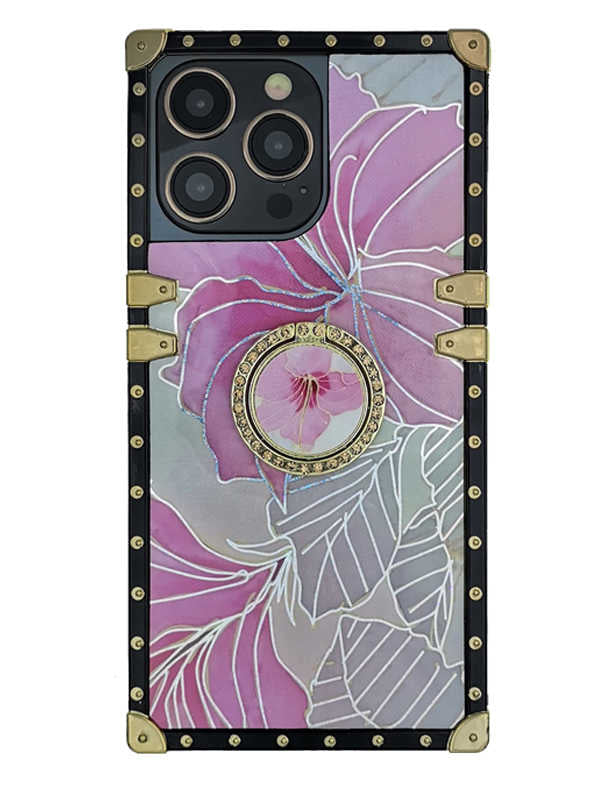 pink floral square iphone case