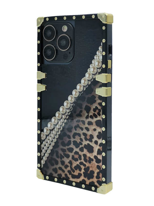 Pitch-Black Night x Leopard Square iPhone Case