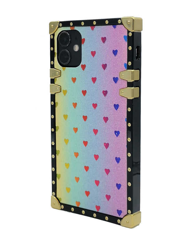 Rainbow Glitter iPhone Case with Ring