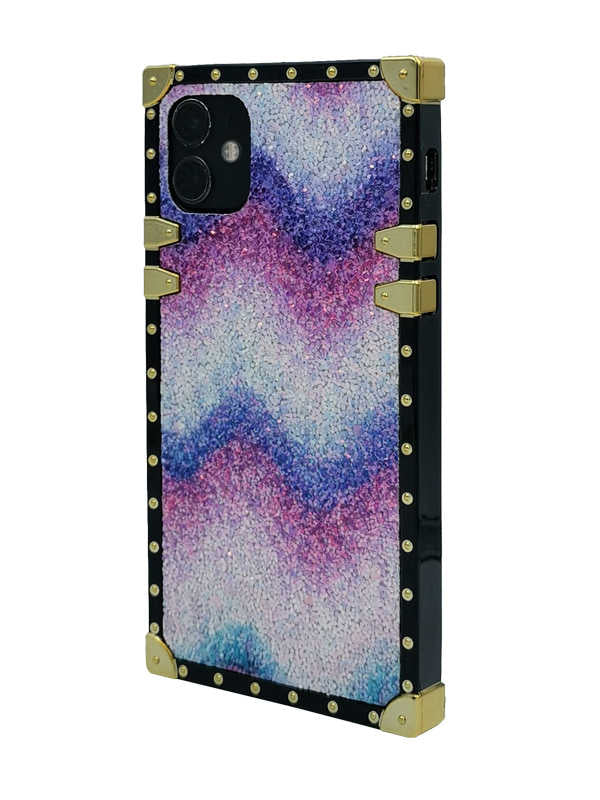Rainbow Marble Glitter Square iPhone Case