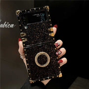 black glitter galaxy z flip 4 case