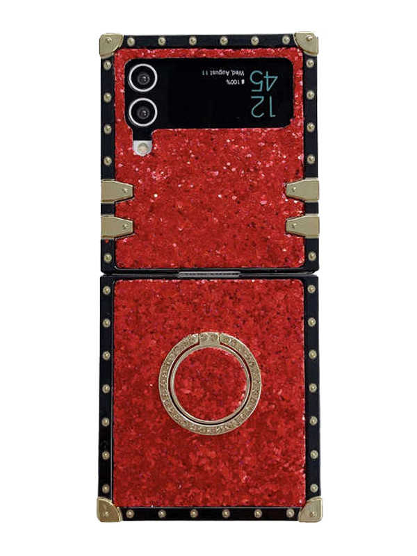 red glitter z flip phone case