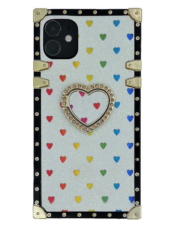 White Glitter Love Square iPhone Case