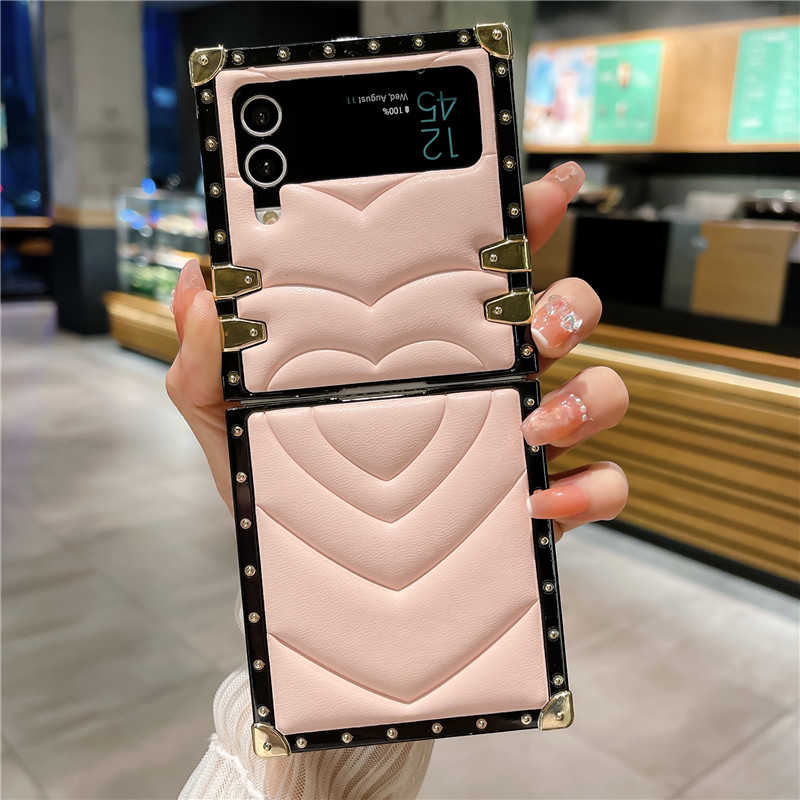 pink leather z flip phone case