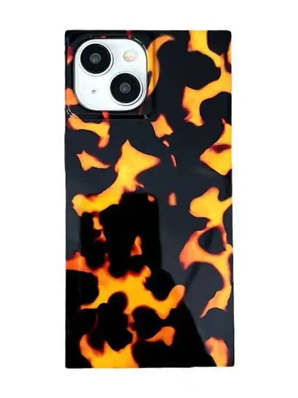Phone case with a flame pattern on a white background
