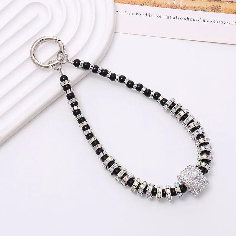 black pearled chain phone charm