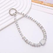 pearled chain silver phone charm