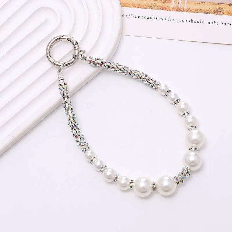 silver phone charm with pearls